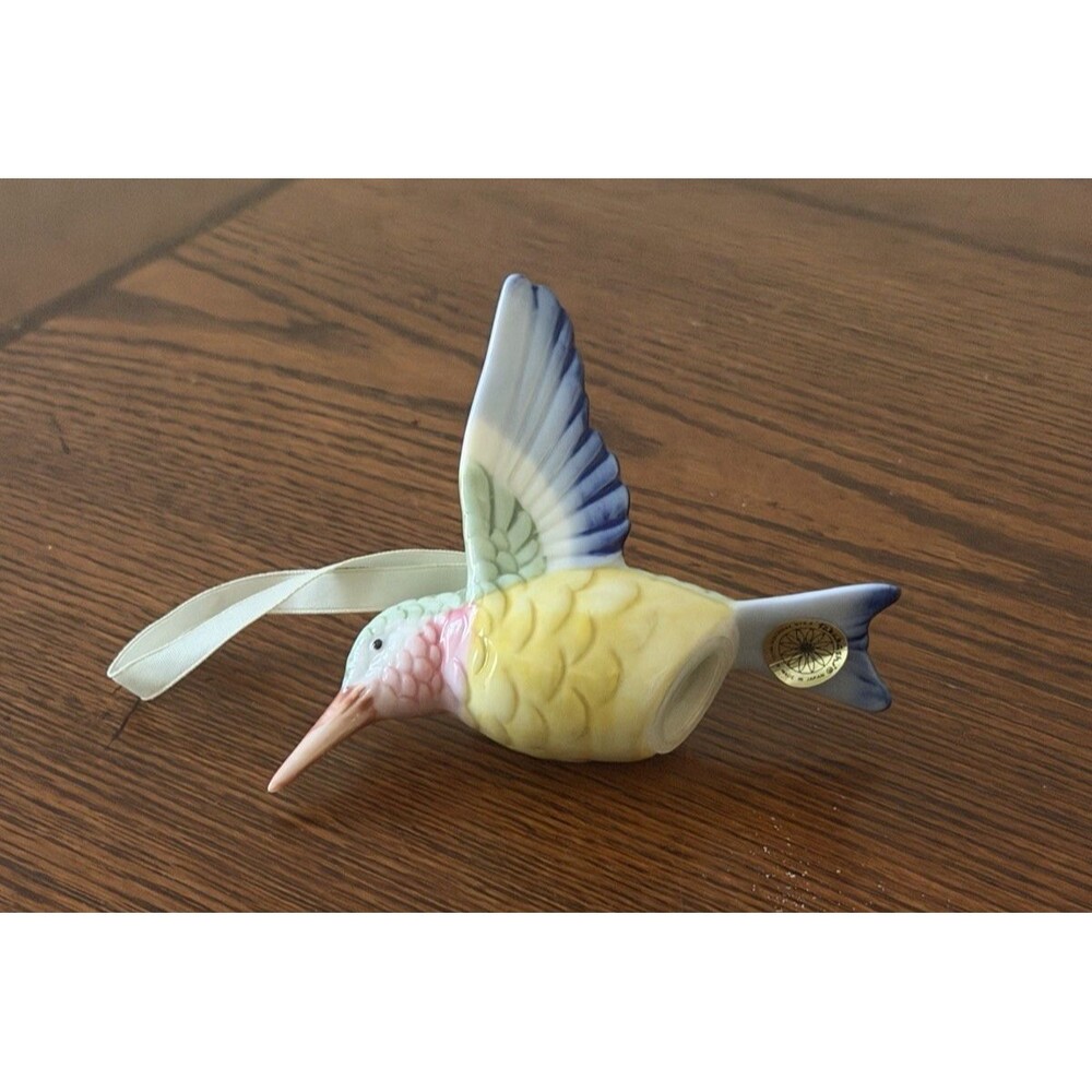 Takahashi Porcelain Hummingbird Potpourri Pomander Original Label Vintage